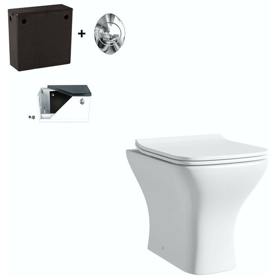 Derwent square compact back to wall toilet with soft close seat and concealed cistern - White - Orchard