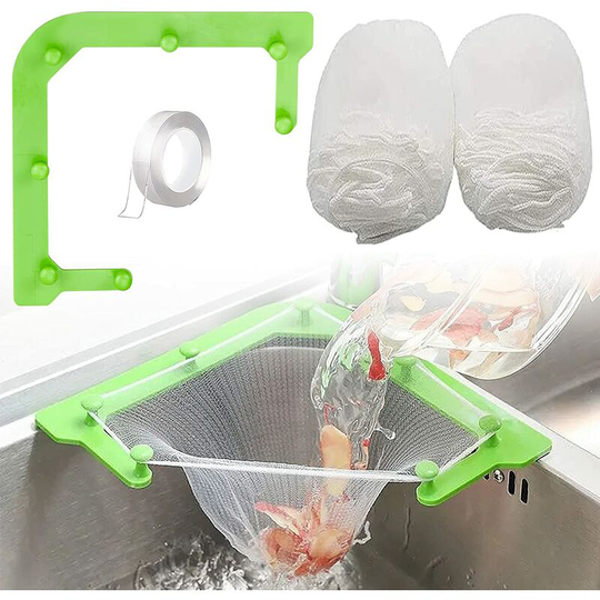 Perlerare - Kitchen Sink Strainer Triangle, Sink Strainer Filter with 100 Filter Bags for Kitchen Waste Residual Waste