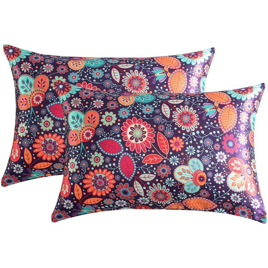 Set of 2 Satin Pillowcases, 100% Microfiber Soft Pillow Cover Takes Care of Your Skin Easy to Wash (20 x 30 inches,)