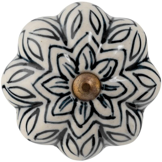 Nicola Spring Floral Ceramic Cabinet Knob - Black