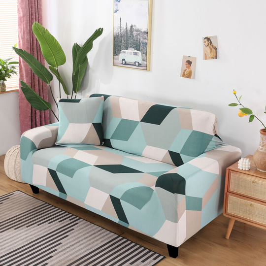 Stretch Sofa Cover Printed Couch Covers Armchair Covers for Couch Cushions Couches Elastic Universal Furniture Protector with 1 Pillowcase, Anti-Cat