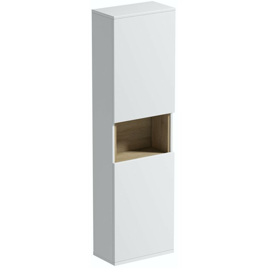 Tate ii white & oak wall hung cabinet 1400 x 400mm - White/Oak - Mode