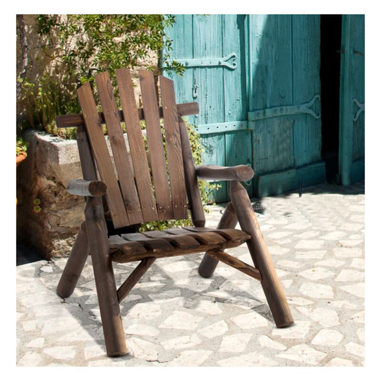 Rustic Garden Chair Wooden Adirondack Seat Outdoor Patio Lounge Park Armchair