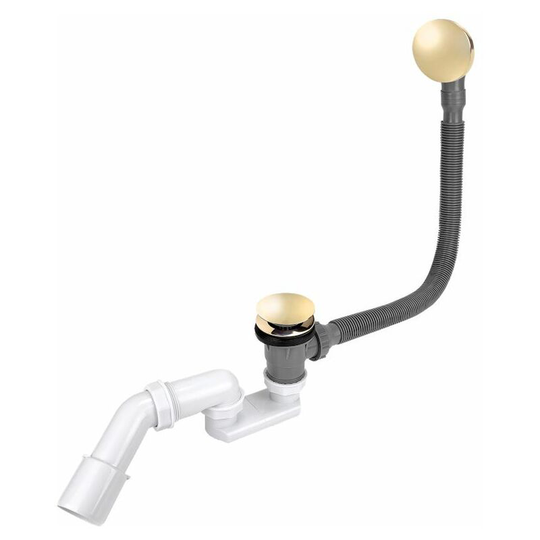 Tycner - Gold Colour Finished Bathtub Drain Waste Bath Long Flexible Siphon Bathroom