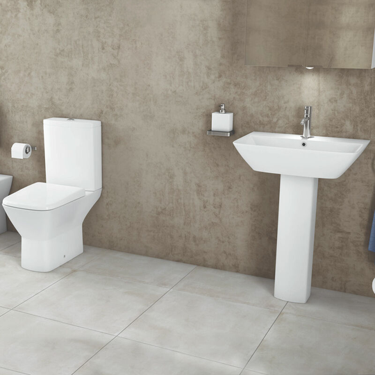 RAK Summit Bathroom Suite Close Coupled Toilet and Basin 600mm Wide - 1 Tap Hole