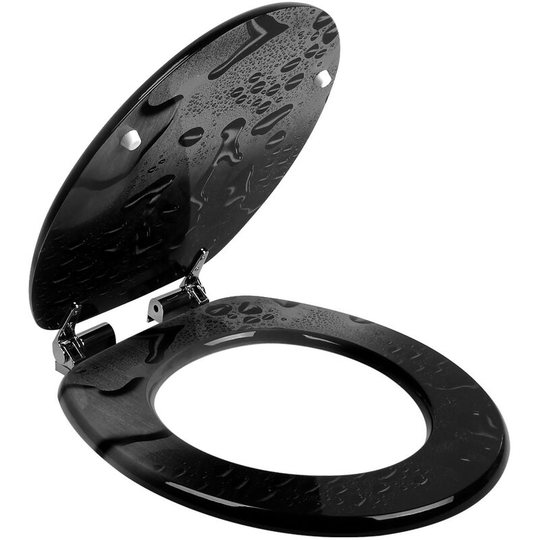 Slow Close Heavy Duty Toilet Seat Slow Closing Seat Motif mdf abs Hinges Loo Lid Waterdrops (de)