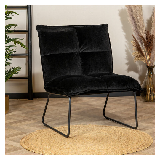 Velvet Armchair Malaga Black - Black