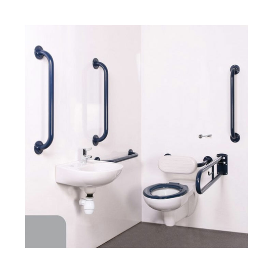 Nyma pro Wall Hung Doc m Pack Concealed Fixings White - 5 x Grey Grab Rails - Nymas