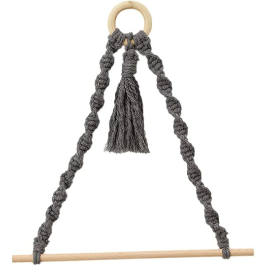 Toilet Paper Holder, Rope Toilet Paper Holder, Nordic Wall Hanging, Wooden Towel Rack, Bathroom Decor - Gray
