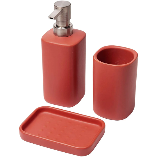 Symple Stuff Bathroom Set 3 Pieces, Modern Bathroom Line In Black Domed Ceramic, Includes Dispenser, Glass And Soap Dish