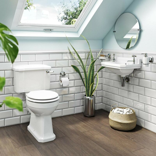 The Bath Co. Camberley cloakroom suite with white soft close seat - White