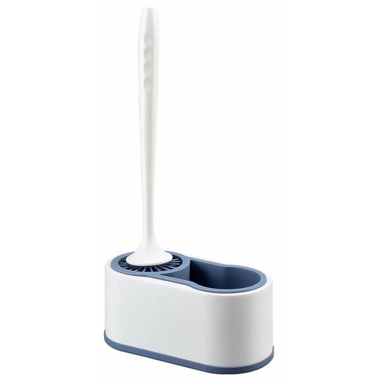 Toilet brush set Hygienic flexible rubber brush, blue 21.5 * 11 * 41cm
