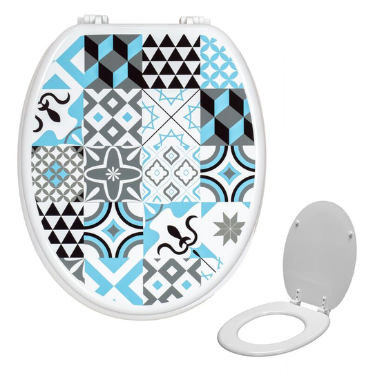 Universal Classic Oval Shaped Design Toilet Seat & Fixings Tile Pattern Print