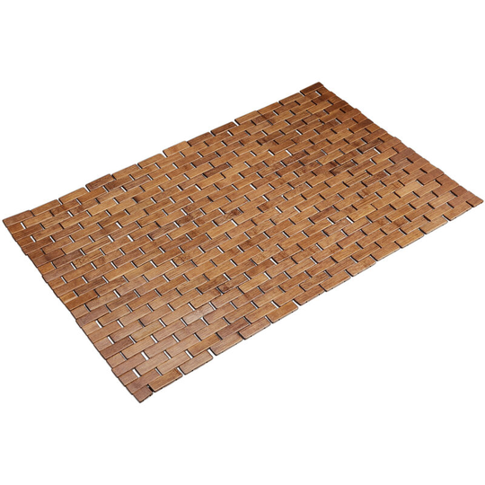 Bamboo Bath Mat 50x80 cm, Bathtub Rug, Hygienic, Foldable, Floor Mat for Indoors, Brown - Relaxdays