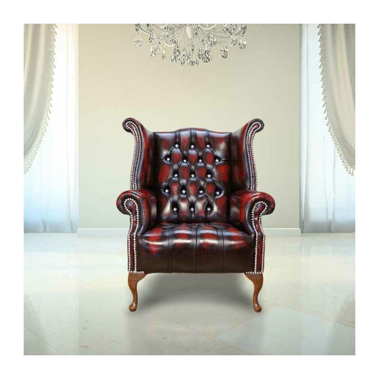 Chesterfield crystallized™ Elements Queen Anne High Back Wing Chair Oxblood Leather
