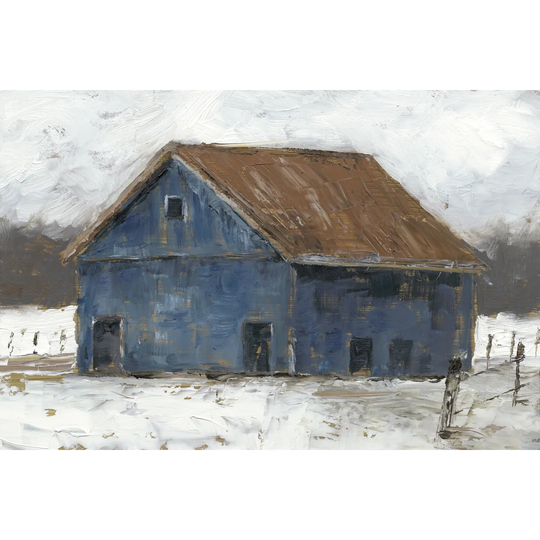 Blue Barn II by Ethan Harper - Wrapped Canvas Painting