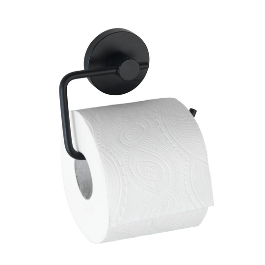 WENKO Vacuum-Loc® Toilet roll holder Milazzo Black, Toilet roll holder, Fixing without drilling