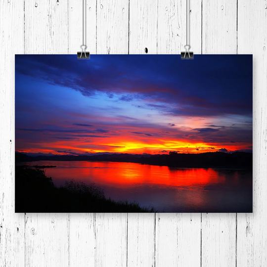 'Landscape Sunset Laos Lake' Graphic Art