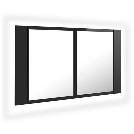 Vidaxl - led Bathroom Mirror Cabinet High Gloss Black 80x12x45 cm Acrylic Black