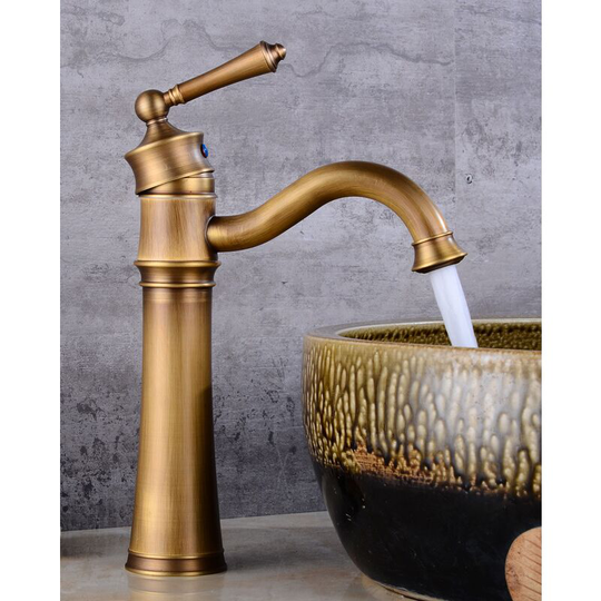 Litzee - Retro Basin Faucet, Swivel Bathroom Faucet, Brass Basin Mixer Tap, Bathroom Mixer Tap with New Ceramic Valve, Gold a