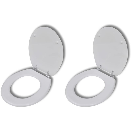 Toilet Seats with Hard Close Lids 2 pcs mdf White VD18797 - Hommoo