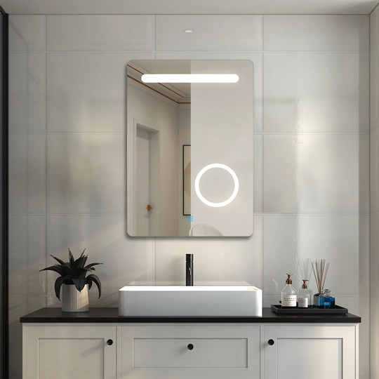 Markey Magnifying Lighted Wall Mounted Bathroom Mirror