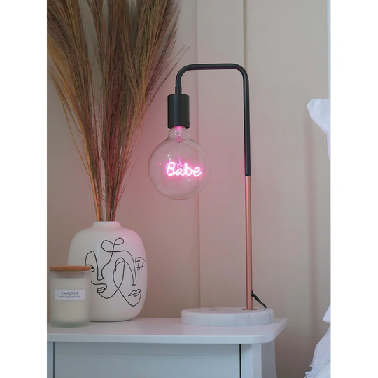 Stonehouse 51Cm Black/Copper Desk Lamp Set with Outlet
