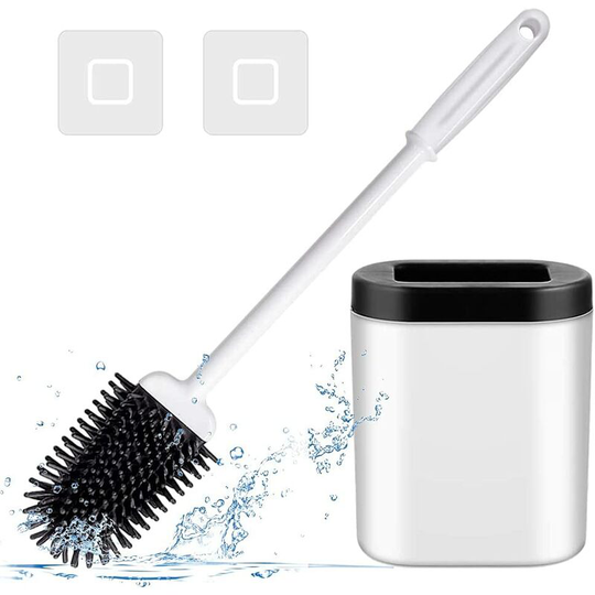Toilet Brush, Silicone Toilet Brush, Strong Decontamination Silicone Toilet Brush Holder With Extended Handle, Very Suitable For Corners And Small