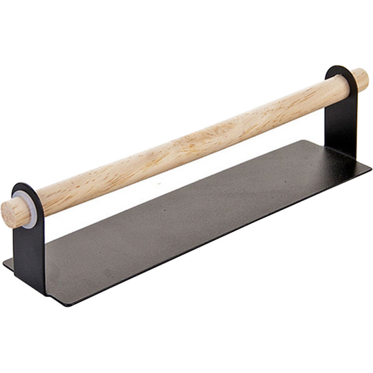 Wood Bath Towel Rack Bathroom Shelves Wall Mounted Nail-free Hanging Towel Holder Towel Bar Rustproof Iron Towel Shelf, Black - Black