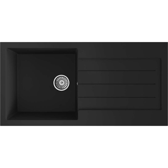 Sia - Black Composite Kitchen Sink, 1.0 Bowl With Drainer & Basket Waste - sia CM10BL