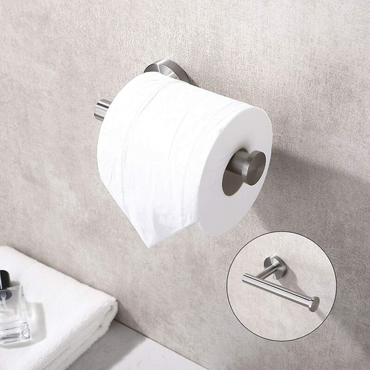 Brushed Nickel SUS304 Stainless Steel Toilet Paper Holder, Modern Round Toilet Roll Holder, Wall Mount, Bathroom Toilet Roll Dispenser 5 inch tp