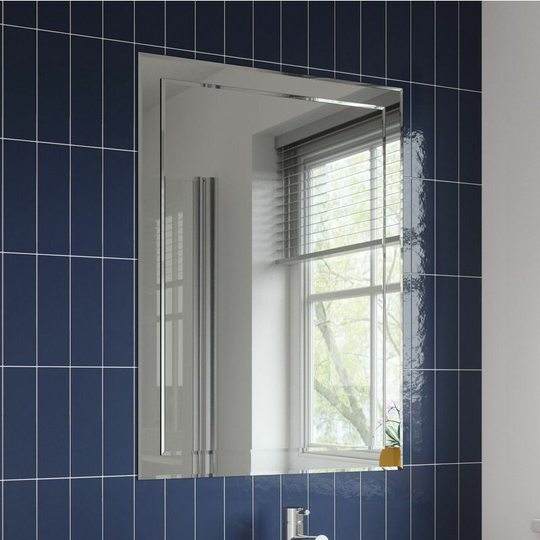 Artis - Bathroom Mirror Wall Mounted 650x900mm Rectangle Frameless Bevelled Edge Large - Silver
