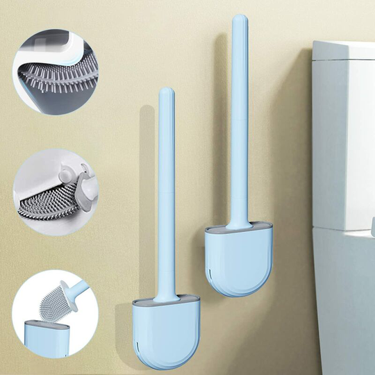 Toilet brush, quick drying toilet brush, 2pcs Silicone wc brush and supports, with water filter base, for corners and small spaces between the toilet