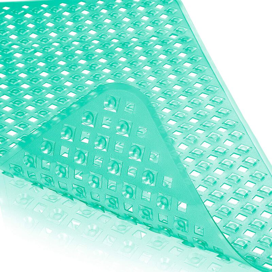 Kartokner - Non Slip Bathtub Mats with Drain Holes, Suction Cups, Machine Washable 27.5 x 15.5 In, Clear Green