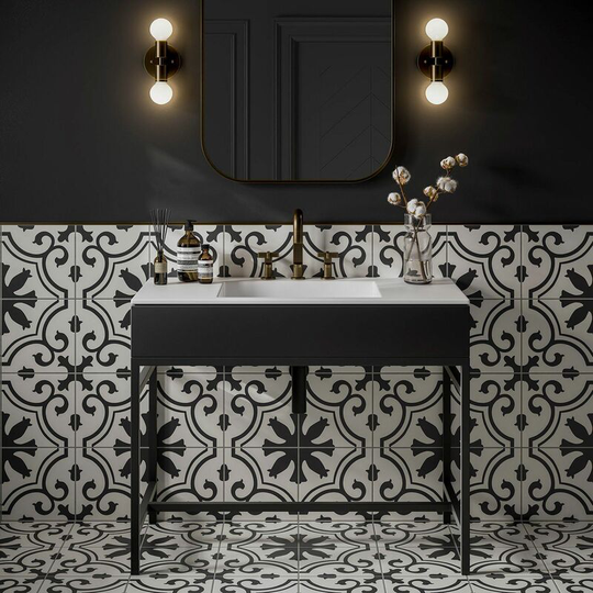 Gloria Grey Patterned Vitrified Ceramic Tile Sample - Grey - Amiata