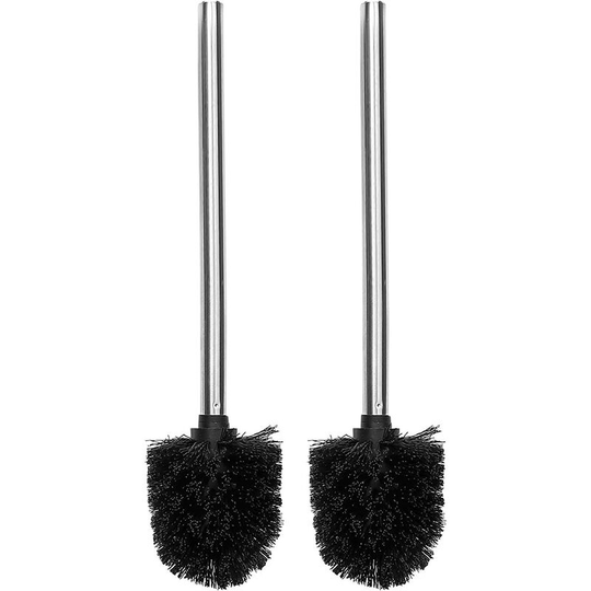 Exclusive Stainless Steel Toilet Threshold | Bathroom Brush Replacement Brush Holder Toilet Brush (2, Stainless Steel (Brushed))