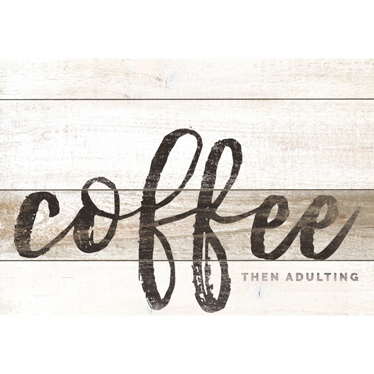 Coffee on Wood - Wrapped Canvas Textual Art Print