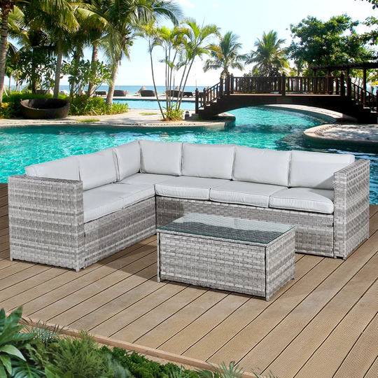 Danali Rattan 6 - Person Sectional Sofa Set with Cushions
