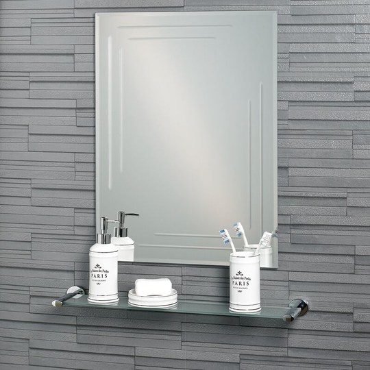 Frameless Rectangular Diamond Cut Chelsea Bathroom Mirror 60x45cm - Mirror