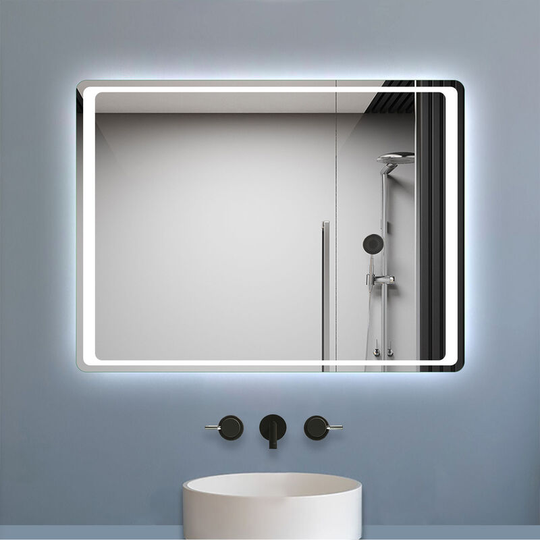 Led Illuminated Bathroom Mirror with Light and Demister 900 x 650 mm Motion Sensor Control