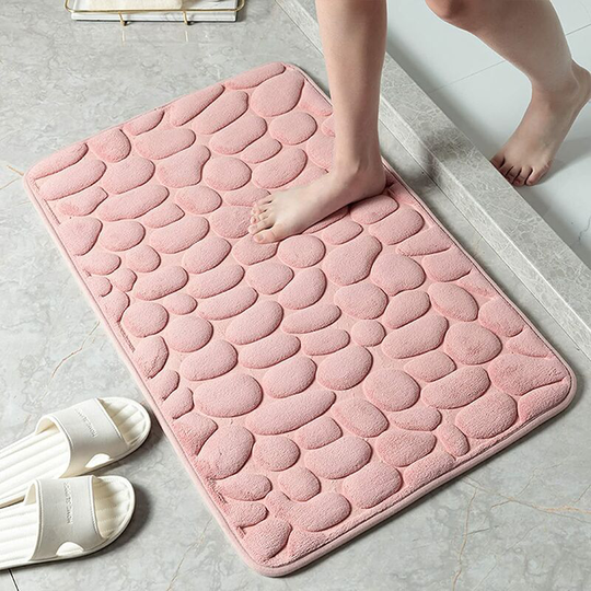 Perleraregb - Non-Slip Memory Foam Bath Mat, Absorbent Machine Washable Bathroom Mat, Machine Washable, Bathroom Shower Mat, Pink, 50 * 80cm
