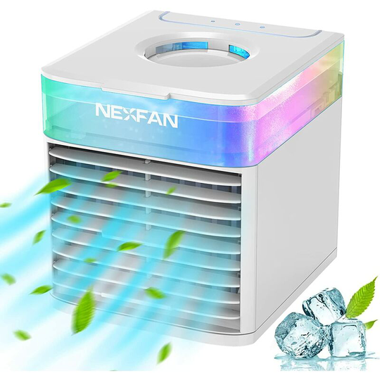 Fuhuidatrading - Portable Air Conditioner Fan, Mini Personal Air Cooler Fan with 3 Speed Mode, and usb Input & 7 Colors Night Light, Small Humidifier