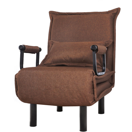 Puluomis - 3-In-1 Single Sofa Bed, Folding Armchair, Sleeper, Lounge Couch Seat, with Adjustable Backrest, Pillow, Brown - Brown