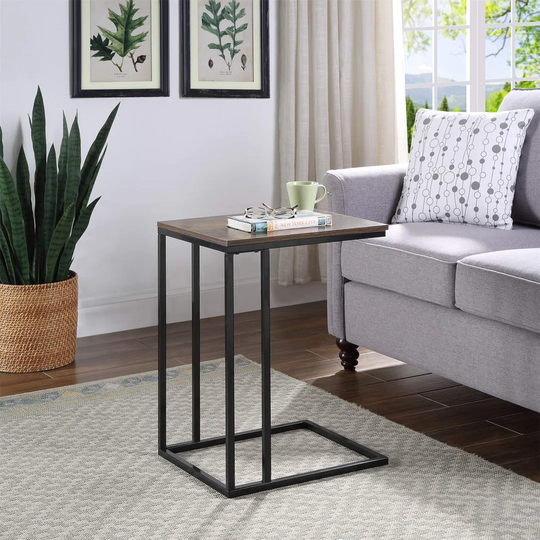 Side Table,C-Shaped Sofa Side Table Snack End Table,For Coffee Snack Table, Laptop Holder Table, Beside Bed Portable Workstation,Easy Assembly (43.6 *