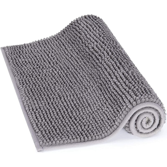 Non-Slip Bath Mat 80×50cm, Easy Clean Bathroom Mat, Soft Shower Mat, Gray