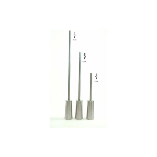 Long Handle Toilet Brush Holder Stainless Steel High Quality Replaceable Head[3cm thick] - Silver