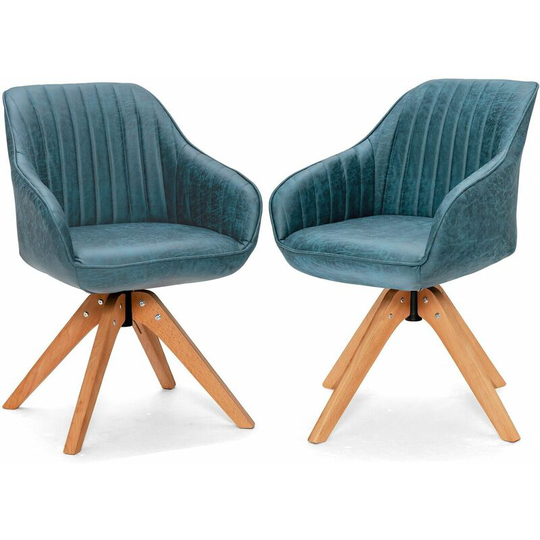 Set of 2 360° Swivel Accent Chair Ergonomic Leisure Armchair Padded Lounger Seat