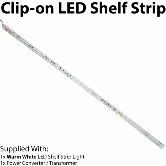 450mm Clip On led Shelf Kit warm white 4mm Glass Illuminated Kitchen Unit Light