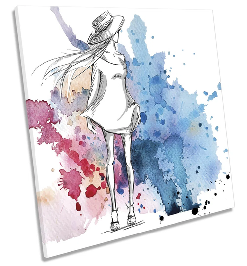Fashion Watercolour Sketch - Wrapped Canvas Painting