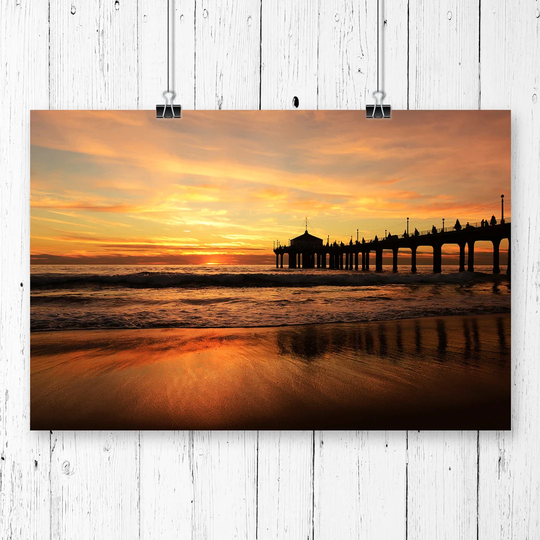 'Seascape Sunset Pier Jetty Sea' Graphic Art